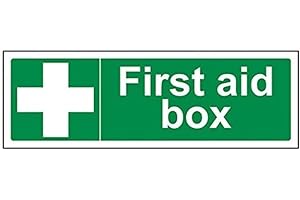 VSAFETY V Safety First Aid Box Sign - 300mm x 100mm - Self Adhesive Vinyl