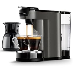 Philips HD6596/51 Machine à Café 2 en 1 SENSEO Switch Titanium (Cafetière Dosettes + Cafetière Filtre) + 2 tasses