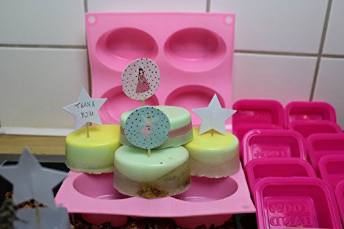 Unitedcovers Set Silikonformen für perfekt geformte ovale Seifen und 100% Handmade Seifen - 11 Formen - 1 Seifenform mit 8 ovalen Hohlräumen und 10 Stück 100% Handmade