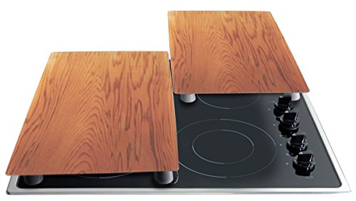 STONELINE 17899 Herdabdeckplatten / Schneideplatten-Set aus Glas in Holz-Optik, 2-teilig, 52 x 30 x 0,4 cm Abdeckplatte, Glas, nature, 53 x 31 x 8 cm, 2 Einheiten