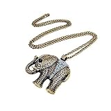 TOOGOO(R) Collar Largo Bronce Colgante de Elefante con Cristal Transparente...