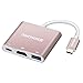 Produktbild USB C Hub, ONCHOICE USB 3.1 Typ C 3 in 1 adapter auf HDMI / USB 3.0 / USB-C( 60W Power Delivery ) Verteiler für Type-C Geräte, wie Apple MacBook, Google Chromebook (Rose Gold)