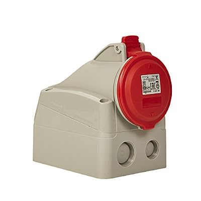 Legrand CEE 16A Prise en saillie, rouge 5 broches (3P + N + PE), 6h (400V / 16A), indice de protection IP44, IK09