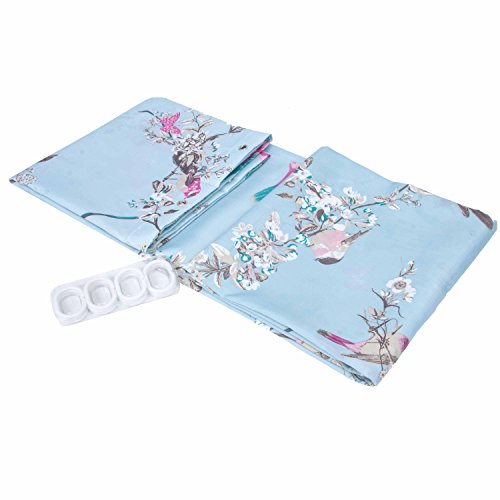 Alicemall Duschvorhang Bad Wasserdicht Anti-Schimmel Vorhang Blau 180cmx180cm (Vögel und Blumen) - 6