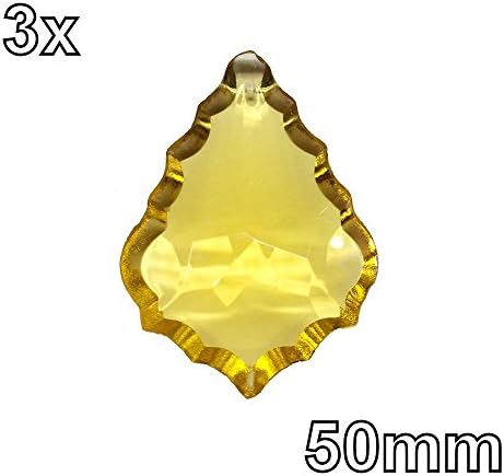 Baroque pendant 50 mm Pack of 3) – Gold – Yellow – High Quality Crystal Glass Feng Shui – Esoteric – Window Decoration – Crystal Hanging Ceiling Light with Crystal Lamp – Briolette Pendant