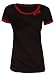 Happy Mama. Women's Maternity Nursing Double Layer T-shirt Contrast Detail. 996p (Black & Crimson, UK 14/16, 2XL)