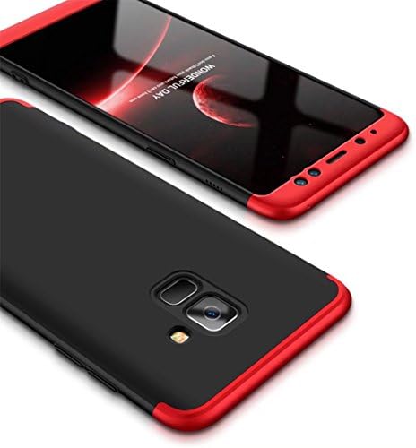 Samsung Galaxy A8 2018 Case Red Black 360° Protective Cover PC Hard Shell Anti-Shock Shockproof Full Body Protective Anti-Scratch Bumper 360 Degree Full-Cover Case Matte Protection Case 3 in 1