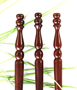 Expert Edge Sheesham Believe in Quality Royal Brown Wooden Vintage Bun Hair Stick Pin for Women Hair Clip (Pack of 3)