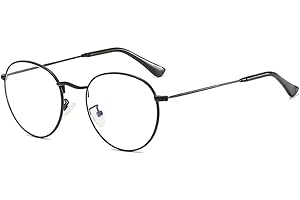 LNTICB® Blaulichtfilter Brille Damen Herren Computerbrille Gaming Blaulichtbrille Unisex Austauschbare Linse Ohne Stärke Retro Rund Superleichte Metallrahmen Anti Müdigkeit