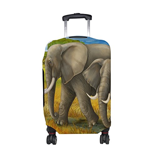 Preisvergleich Produktbild COOSUN Elefanten Mutter und Kind-Druck-Reise Gepäckschutzabdeckungen Waschbar Spandex Gepäck Koffer Cover - Passend für 18-32 Zoll L 26-28 in Mehrfarben