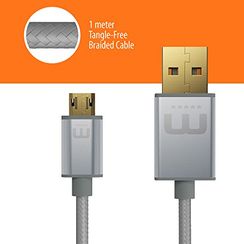 MicFlip WinnerGear Reversible Micro USB Cable Kabel Galaxy S4 S5 S6 Edge Plus Note Nexus LG HTC Nokia Xperia (20 cm, Silber) - 2
