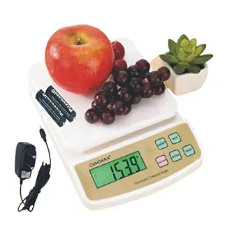 CHHOKRA Digital Electronic 10 Kg Weight Scale Machine with Adapter LCD Kitchen Weight Scale for Measuring Fruits, Spice, Food, Vegetable (White) with Adapter