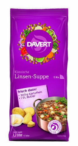 Preisvergleich Produktbild Davert Klassische Linsen-Suppe, 6er Pack (6 x 170 g) - Bio