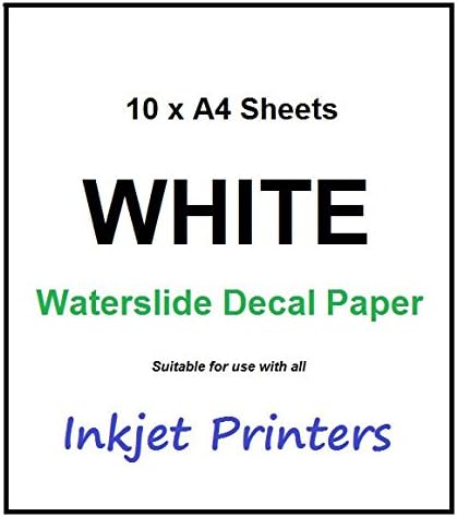 10 Pack A4 Waterslide INKJET Water Slide Decal Paper Transfer Craft Paper Sheets - WHITE