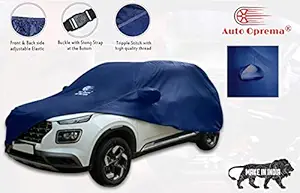 Auto Oprema Trend Water and Heat Resistant Car Body Cover with Mirror Compatible with Nissan Magnite Car Bumper to Bumper Accurately (Plain Blue)