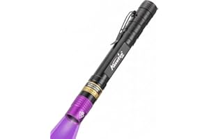 Alonefire SV64 Linterna UV 3W 365nm Profesional Potente Ultravioleta Portátil Luz Negra Muy Pequeño Detector de Orina para Detección de Dinero, Escorpión, Minerales con Batería AAA