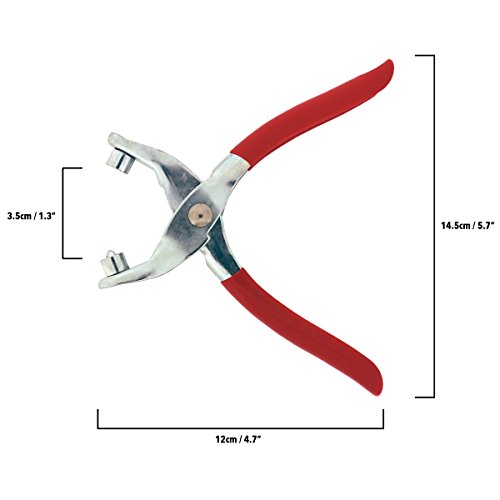 5-Loch Lochzange & Ösenzange Set 20 Ösen von Kurtzy – Metallösen Druckknopf Stud Ring Schneider Zange Werkzeug – ideales Werkzeug für Leder, Stoff, Gürtel, Kleidung, dekorative Reparatur - 3