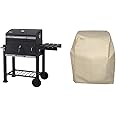 tepro Grillwagen Toronto Click Charcoal Barbecue, Anthracite/Stainless Steel, 56 x 41.5 cm & Tepro 8600 protective cover for Toronto Charcoal BBQ, Beige, 48.3 x 104.1 x 101.6 cm