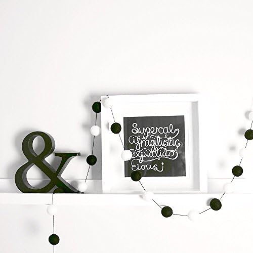 Felt Ball Pom Garland in Black and White, nursery and home decor By Stone and Co