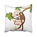 Produktbild wenyige8216 Brown Animal Cartoon Happy Monkey Hanging and Holding Banana Cute Funny Laugh Mascot Ape Throw Pillow Case Cushion Covers 18x18