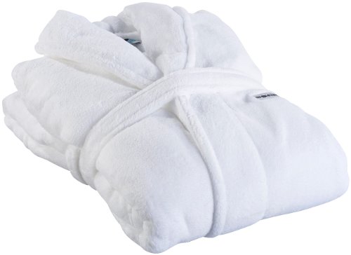 Preisvergleich Produktbild PEARL basic Kuscheliger Mikrofaserbademantel weiß, Gr. XL