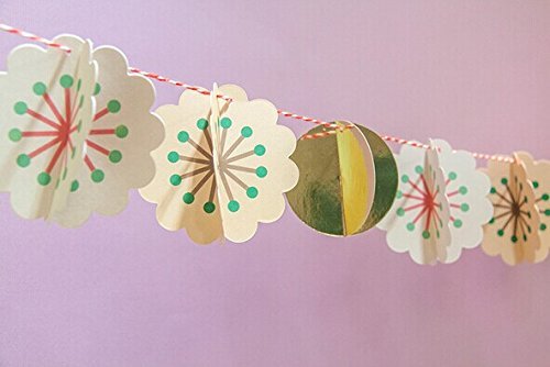 SUNBEAUTY Paper Flower Banner Bunting for Wedding Decoration Birthday Party Baby Shower Hanging Pendant Decor Banner (Flowers-1)