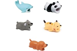 HOTMNTY Universal Cute Animal Cellulare Data Line Protector, Creative Charger Cable Saver, Previene la rottura del cavo, Adatto per la maggior parte delle linee di dati del telefono cellulare (5PCS 1)