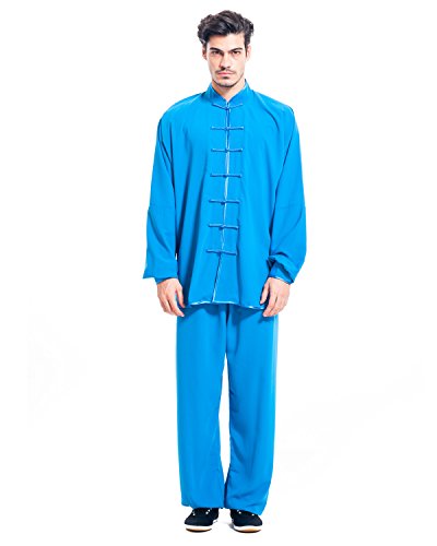 ICNBUYS Hombres de Kung Fu Tai Chi Uniform algodón Seda, Hombre, Azul
