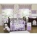 Purple and Brown Modern Polka Dots Junior Cot Toddler Bedding 5 pc set