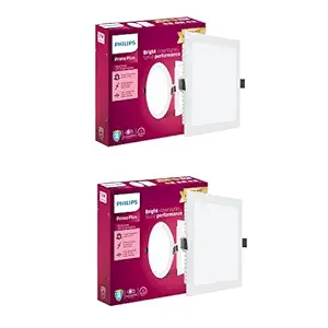 Philips 12W Square AP Plus UltraGlow LED DL Recessed LED Panel Ceiling Light (Pack of 2,Cool Day White)