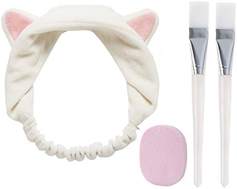 1pcs Cat Ear Hair Band 1pcs Cleansing Face Sponge 2pcs Facial Mask Brushes Face Mask DIY Mask Facial Care Make Up Tool Sets