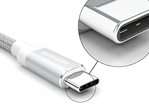 K04 2-er USB C Type C Kabel USB 3.1 auf USB 3.0 Ladekabel mit Nylon Typ C Datenkabel für Samsung Galaxy S8 Plus A7 A5 A3 Tab S3 2017 Huawei Mate 9 P10 P9 Plus HTC U11 Ultra LG G6 Nexus 5X 6P ZTE Axon 7 1m lang Silber - 2