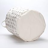 Sea Team 19.7 Large Sized Waterproof Coating Ramie Cotton Fabric Folding Laundry Hamper Bucket Cylindric Burlap Canvas Storage Basket with Stylish Grey Polka Dot Design by Sea Team - 4