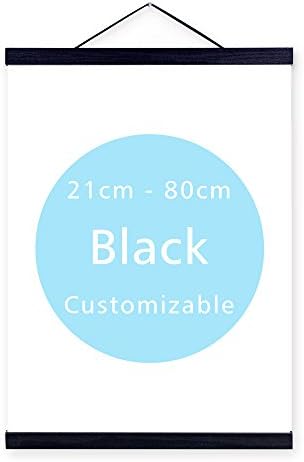 UniBridge DIY Natural Wooden Magnetic Photo/Picture/Canvas Painting/Poster Hanger for Home Decoration Wall Art - Black Wood 80 cm (31.50 inch) with Cord