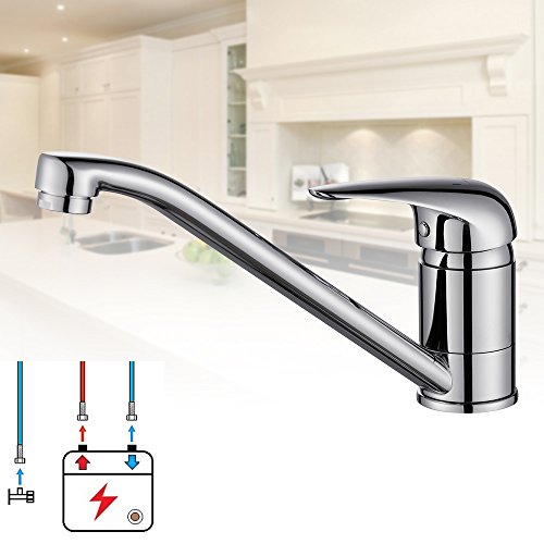 Homelody Chrom Wasserhahn Küche Niederdruck Armatur Küchearmatur Spüle Mischbatterie Einhebelmischer Spültischarmatur Waschtischarmatur - 5