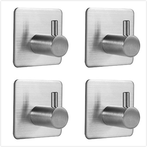 OUTOWIN 4er-Set Selbstklebend Wandhaken Handtuchhaken, aus hochwertigem Edelstahl