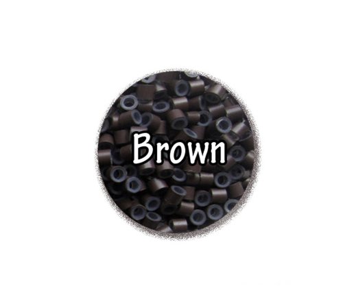 Silicone Micro Rings Beads - 100 Brown 5mm rings for I Tip Hair Extensions or Feather Hair Extensions
