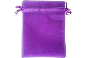 BONNIN Organza Gift Bags Wedding Jewelry Pouches Gold Gift Bags Mini Gift Bags Sachet Bags Party Gift Bags 9cm x 7cm(pack of 50) (Dark purple)