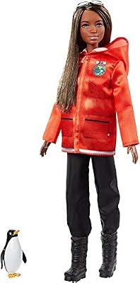 Barbie Métiers National Geographic poupée Biologiste Marine et Figurine Pingouin, Jouet pour Enfant, GDM45