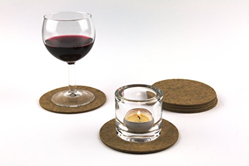 Bio Glasuntersetzer rund 10cm für Gläser 6er Set, 100% Woll-Filz, Getränke-Untersetzer Farbe wählbar (Terra / beige meliert) - 6