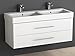 Produktbild Aqua Bagno Badmöbel 120 cm inkl. Keramik Doppelwaschtisch/Badezimmer Möbel inkl. Doppel-Waschbecken mit Unterschrank - 2 hochwertige softclose Metallauszüge - weiß Hochglanz lackiert