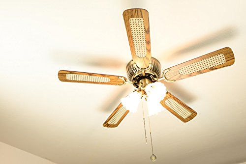 Pepeo Deckenventilator mit Licht Kisa, extra flach, Gehäuse Messing Antik, Flügel Mahagoni oder Eiche, 105 cm - 6