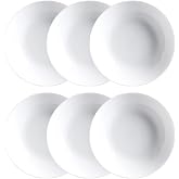 Luminarc Diwali Box of 6 Opal Deep Plates 20 cm Opal Suitable for Microwave, Refrigerator, Recyclable | Blanco, Vidrio opal,