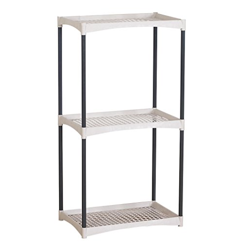 WOLTU SR0032 Standregal Badregal Haushaltsregal mit 3 Böden, Hält 15kg pro Boden, 49x31x90cm, Grau + Cremeweiss