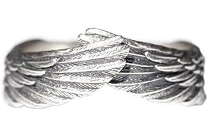 HSAJS Bague Femme Ange Wings Argent Bagues Ouvertes Reglables Vintage Décoratives Bague en Acier Inoxydable Bijoux De Mode Cadeau d'anniversaire pour Fille