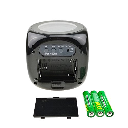 aiernuo Wecker mit LED-Projektion, für Wand-/Deckenprojektion, LCD-Digitalanzeige, mit Sprechfunkton (evtl nicht in deutscher Sprache) und Temperaturanzeige – Einfache Anwendung, zur Verwendung als Wecker oder als Baby-Nachtlicht, ABS, schwarz, 10.0×8.20×8.20cm - 3