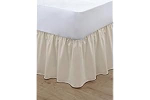 Egypto Frilled Design Base Valance Platform Bed sheet - FIT Over Base 16” Deep Fit, Polycotton Bedding (King Base Valance, Cream)