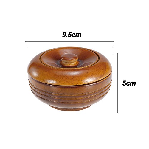 Anself Wooden Shaving Brush Bowl Shaving Mug Shave Cream Soap Cup with Cover - Image 2