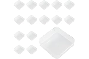 WYAN Pack of 15 Plastic Transparent Storage Boxes with Lid, for Small Beads, Pills, Jewellery, Screws Sorting Box, Craft Accessories (6.4 x 6.4 cm)