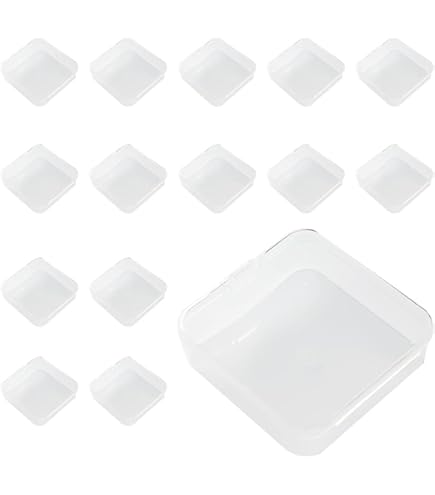 Goodma 30 stuks vierkante lege mini-opbergdozen voor doorzichtige kunststof organizer opbergdozen met klepdeksels voor kleine voorwerpen en andere knutselprojecten (55 x 55 x 35 mm